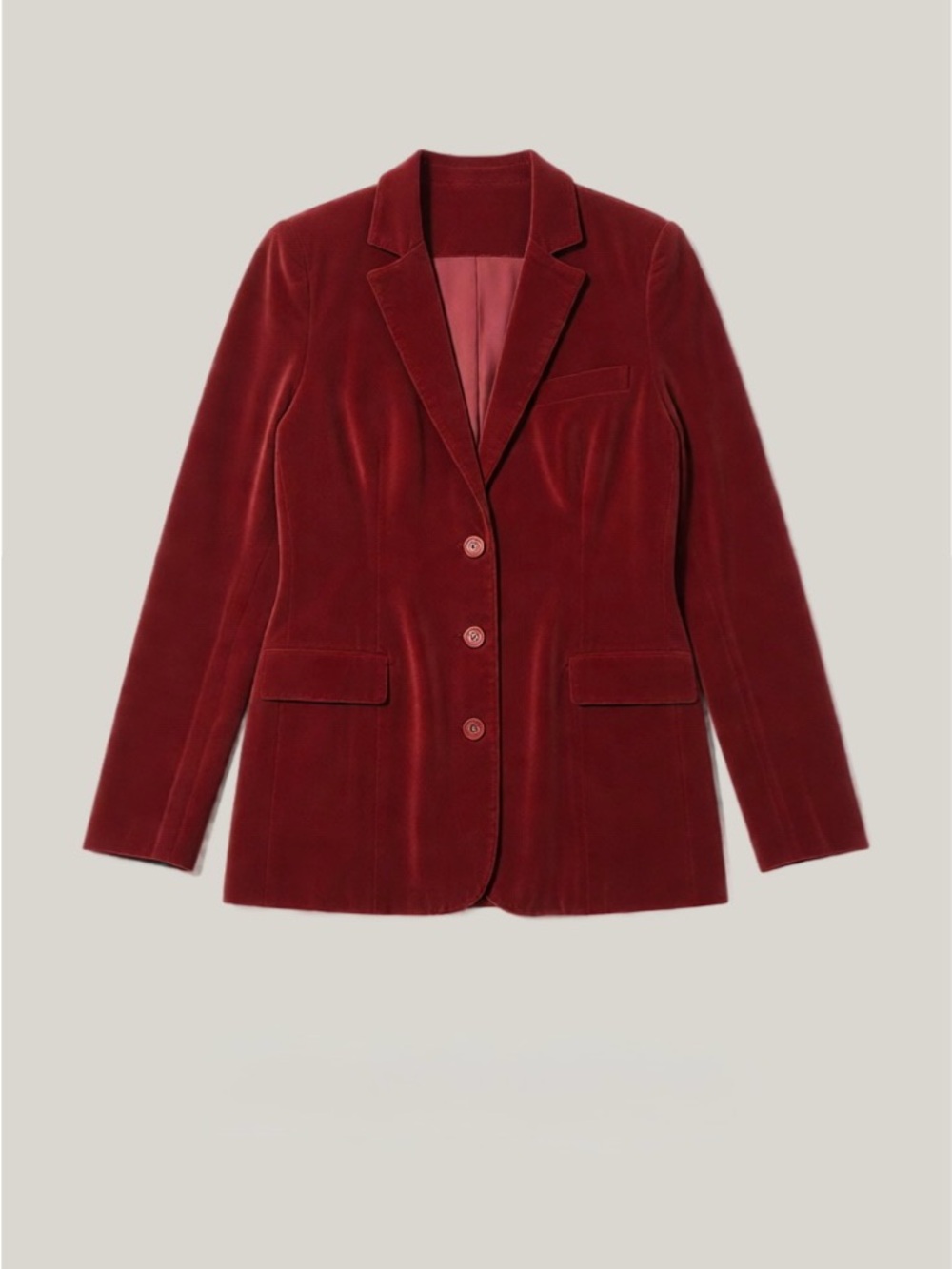 FARM Rio Velvet Blazer Jacket in Deep Wine Red
